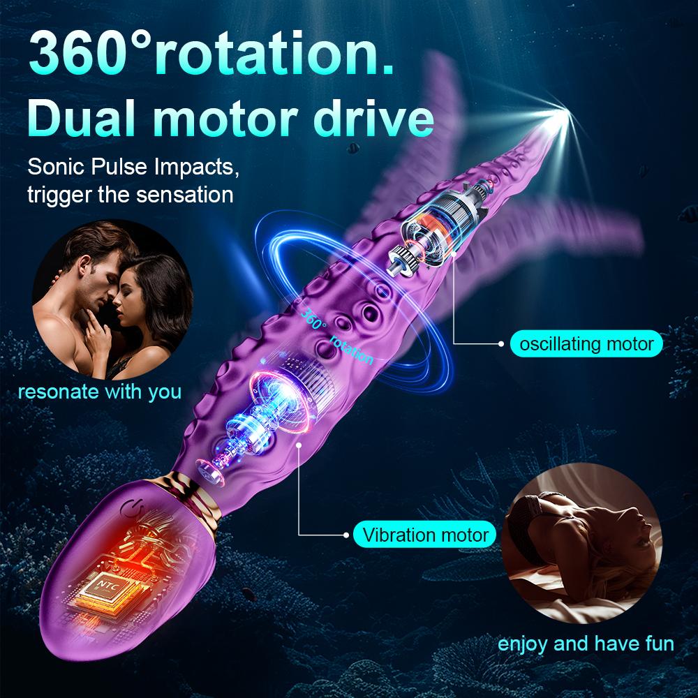 Octopus Tentacle Anal Vibrator for Women 360° Rotation Vagina Nipple Massager Male Prostate Massager Erotic Sex Toys for Women