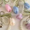DIY Mobile Phone Pendant Tulip Lace Keychain Fashion Bag Charm Pendant  Mobile Phone Chain