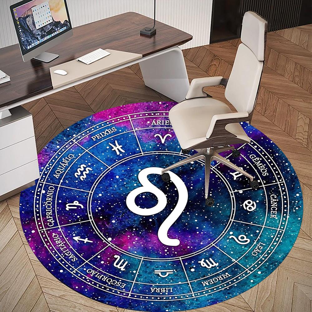 1pc Astrology Zodiac Round Chair Mat Area Rug - Non-Slip, Floor Mat for Office, Bedroom, and Indoor Decor C1125405