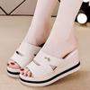 Soft Leather Thick-soled Soft-soled Slippers, New Summer Wear, Waterproof Table Wedge Heel, High-heeled Sandals.