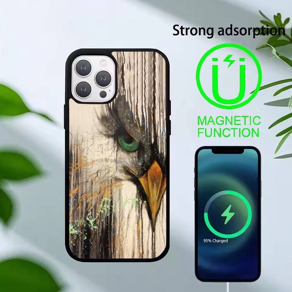 Cool Eagle Phone Case For iPhone17,16,15,14,13 Plus,Pro Max Magnetic For Magsafe Wireless Charging