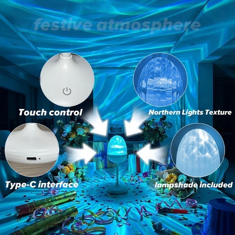 Aurora Projection Lights LED Remote Control Night Light Water Ripple Projection Lamp Bedoom Home Decoration Colorful Table Lamps
