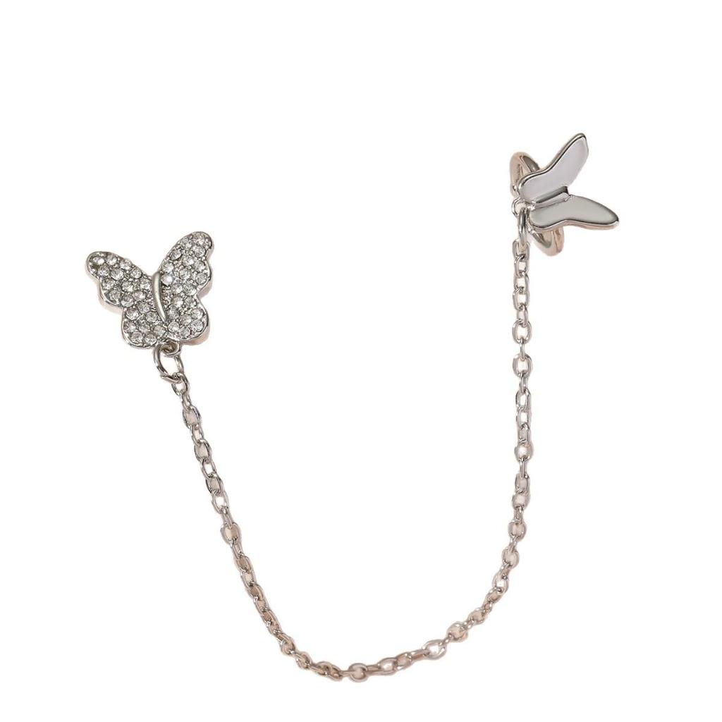 Lovely Butterfly Rhinestone Tassel Stud Earrings for Women - Trendy Minimalist Design