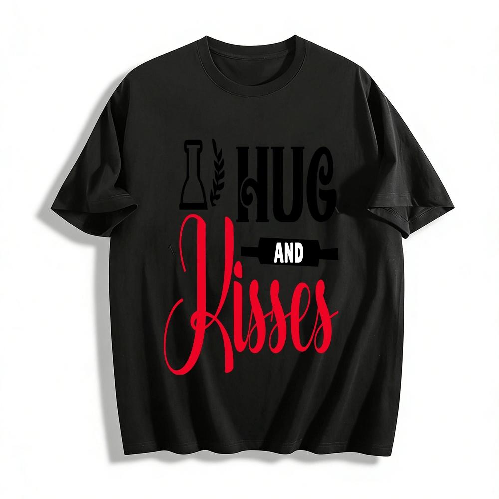 Hugs And Kisses Baking Themed Graphic Casual Tee Pure cotton T-shirt XXS
