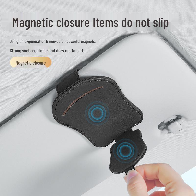 Car Sun Visor Multifunctional Magnetic Clip for Sunglasses, Documents, and Bills.