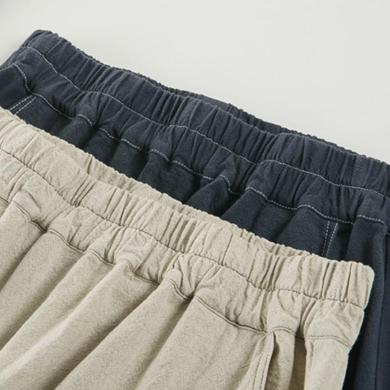 Johnature Women Vintage Skirts Solid Color Elastic Waist Cloths Spring Pockets A-Line Soft Skirts