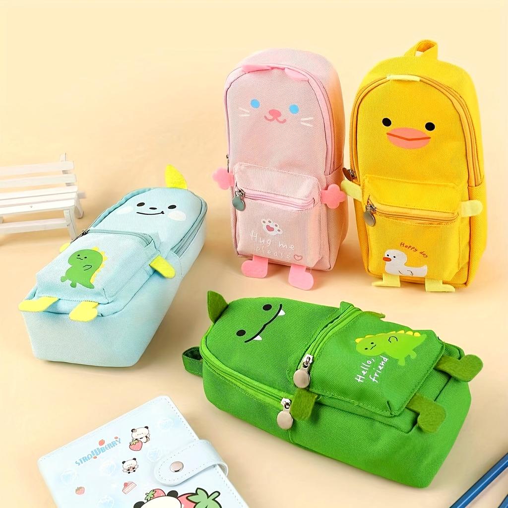 Durable Oxford Cloth Large-capacity Pencil Case - Cute Cartoon Animal Design, Student and Daily Office Supplies