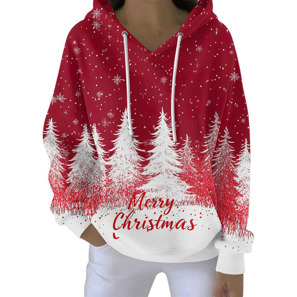 Women's Fashion Casual Hooded Loose Printed Long Sleeve Sweatshirt