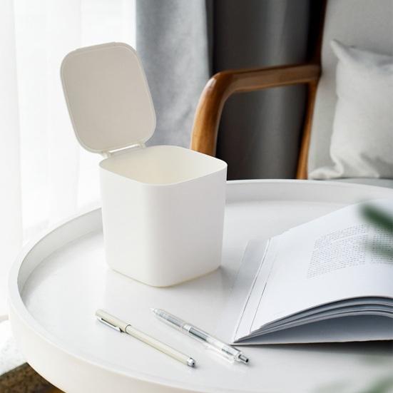 Mini Desktop Trash Can Small Countertop Waste Bin with Lid Tiny Garbage Bin Wastebasket for Office Desk Vanity Bedside Table