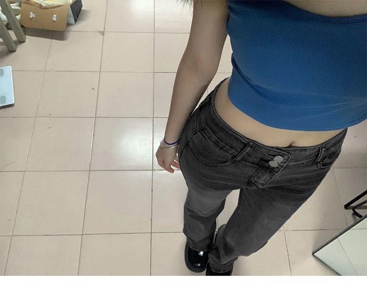 Women's Black & Grey High-Waisted Micro-Flare Jeans - Stretch, Slimming, Versatile Bell Bottom Pants for Autumn/Winter 2022