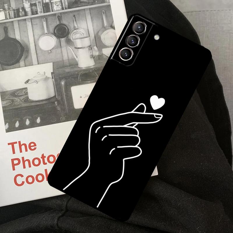 Korean Finger Heart Love Phone Case For Samsung Galaxy S24 Ultra S22 S23 S20 S21 S24 FE S9 S10 Plus Note 10 20 Ultra