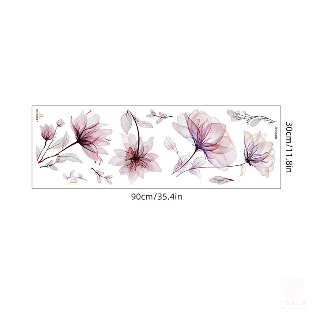 1PC Ink Style Beautiful Bloom Flowers Self-Adhesive Wall Pasted Living Room Bedroom Porch Background Wall Decorative Stickers