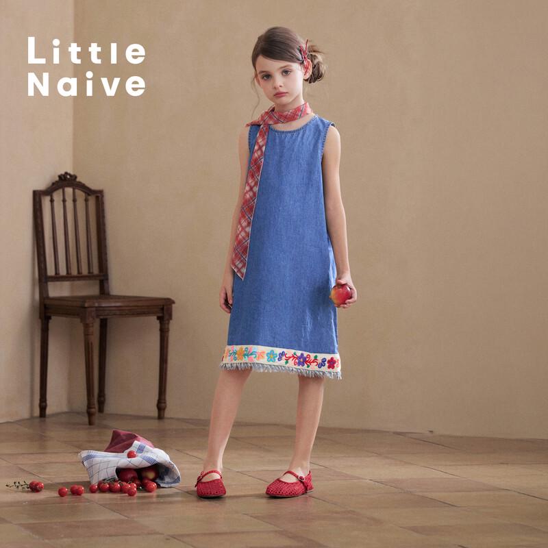 Little Naive Girls  Ethnic Tassel Denim Dress 160