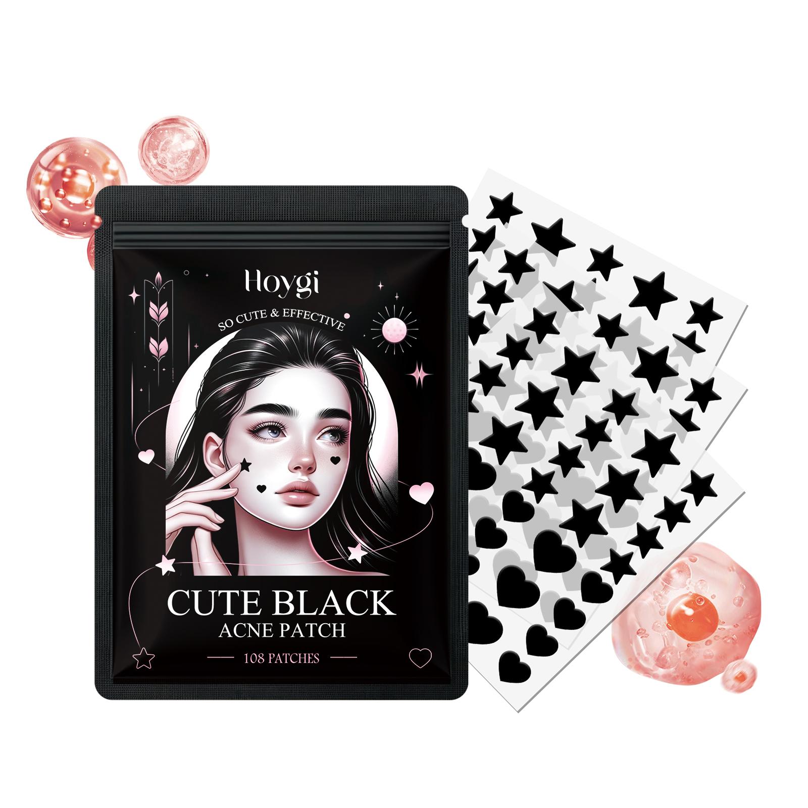 Cute black acne patches Reduce spots, blackheads, and acne; lighten acne marks; balance skin tone; acne patches 108pcs