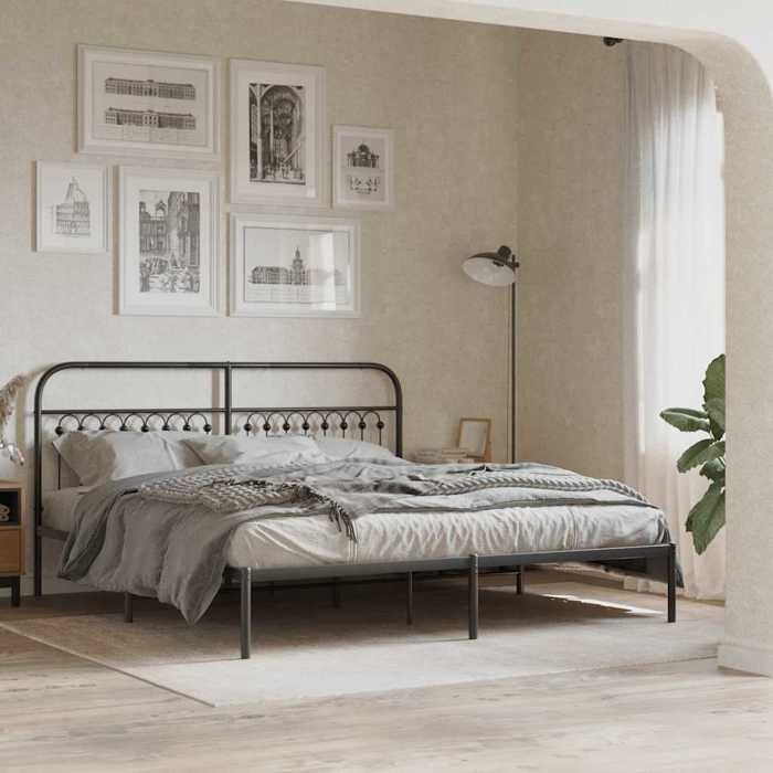 VidaXL Tête de lit métal noir 180 cm, tête de lit en métal, tête de lit haute, tête de lit pour lit double, tête de lit 376636