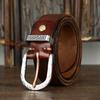 Belt Men's Retro Distressed Carved Top Layer Cowhide Leather Hammered Steel Buckle Korean Style Trendy Jeans Belt