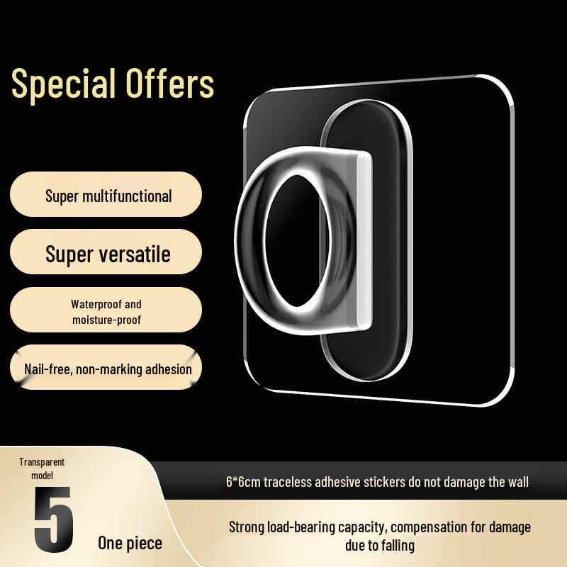 Ring Hook No-Punch Multipurpose Traceless Adhesive Kitchen Hanger for Behind-Door Storage