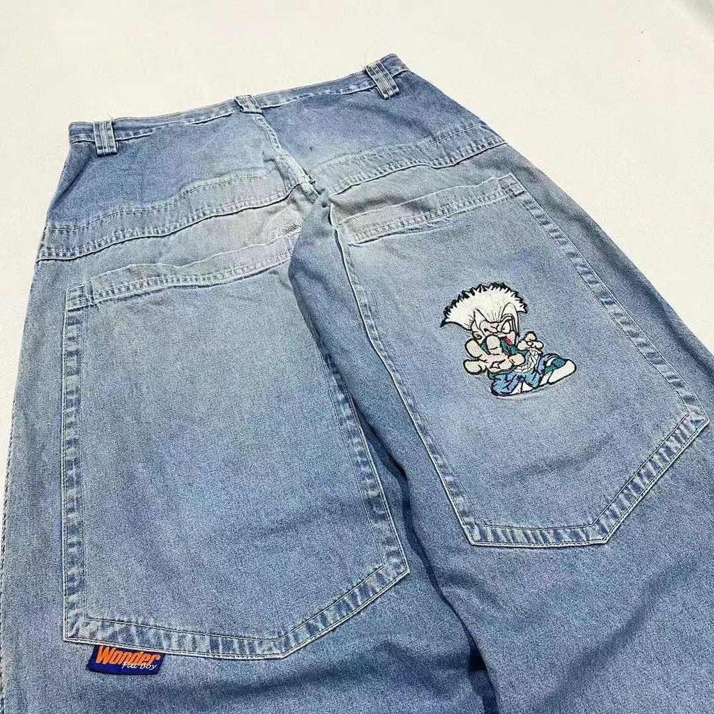 GLYDE Y2K Moda Jeans Dritti Larghi Street Hip Hop Vintage Oversize a Gamba Larga Jeans a Straccio Unisex