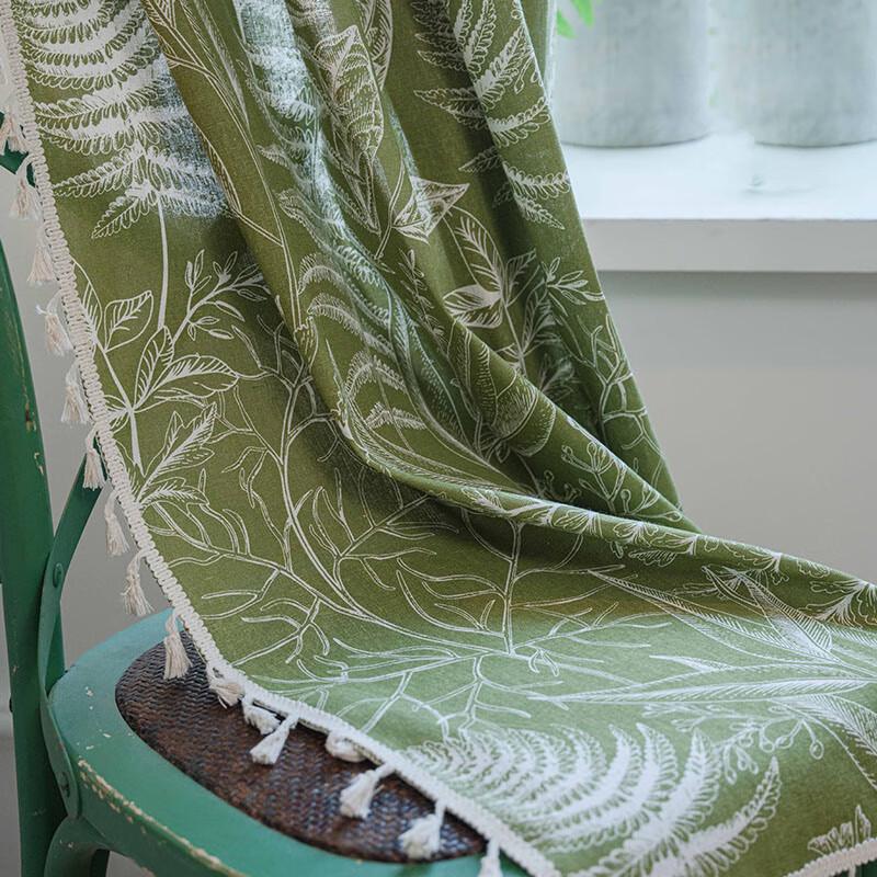 Green Maple Leaf Semi-Blackout Rod Pocket Curtain