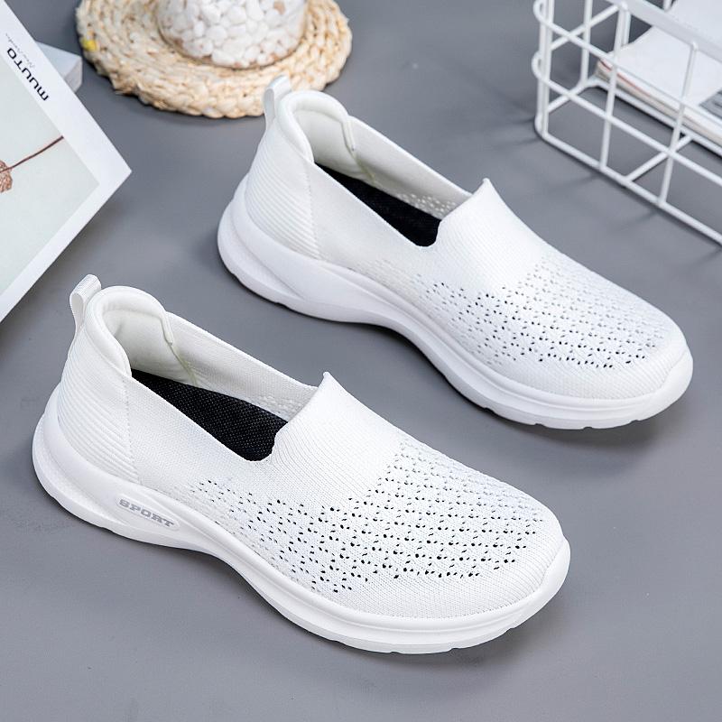 Fashion Women Comfortable Shoes Summer Flat Shoes Breathable Mesh Outdoor Walking Shoes Slip On Female Casual Sneaker Lightweight