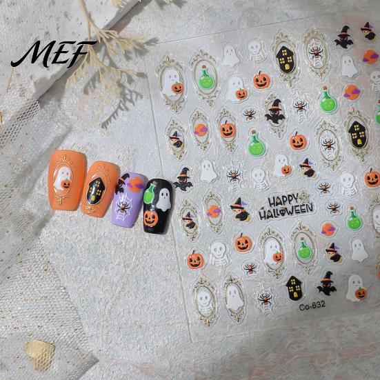 Halloween Theme Nail Decorations Art Stickers for Halloween, Pumpkin Ghost Bat Potion Self Decals Adhesive Decals, DIY Manicure Decoration Supplies