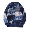 Men's Winter Guochao Jacquard Sweater – Thick, Trendy, Retro, Warm, Loose-Fit Christmas Outerwear.