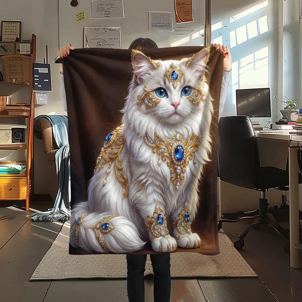 Gorgeous gemstone cat dog Print Flannel Blanket,High quality Comfortable for All Seasons,Home Decor,Warmth and Comfort,Perfect for Christmas Gifts