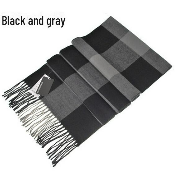 Winter Men's and Women's Thick Plaid Imitation Cashmere Scarf
