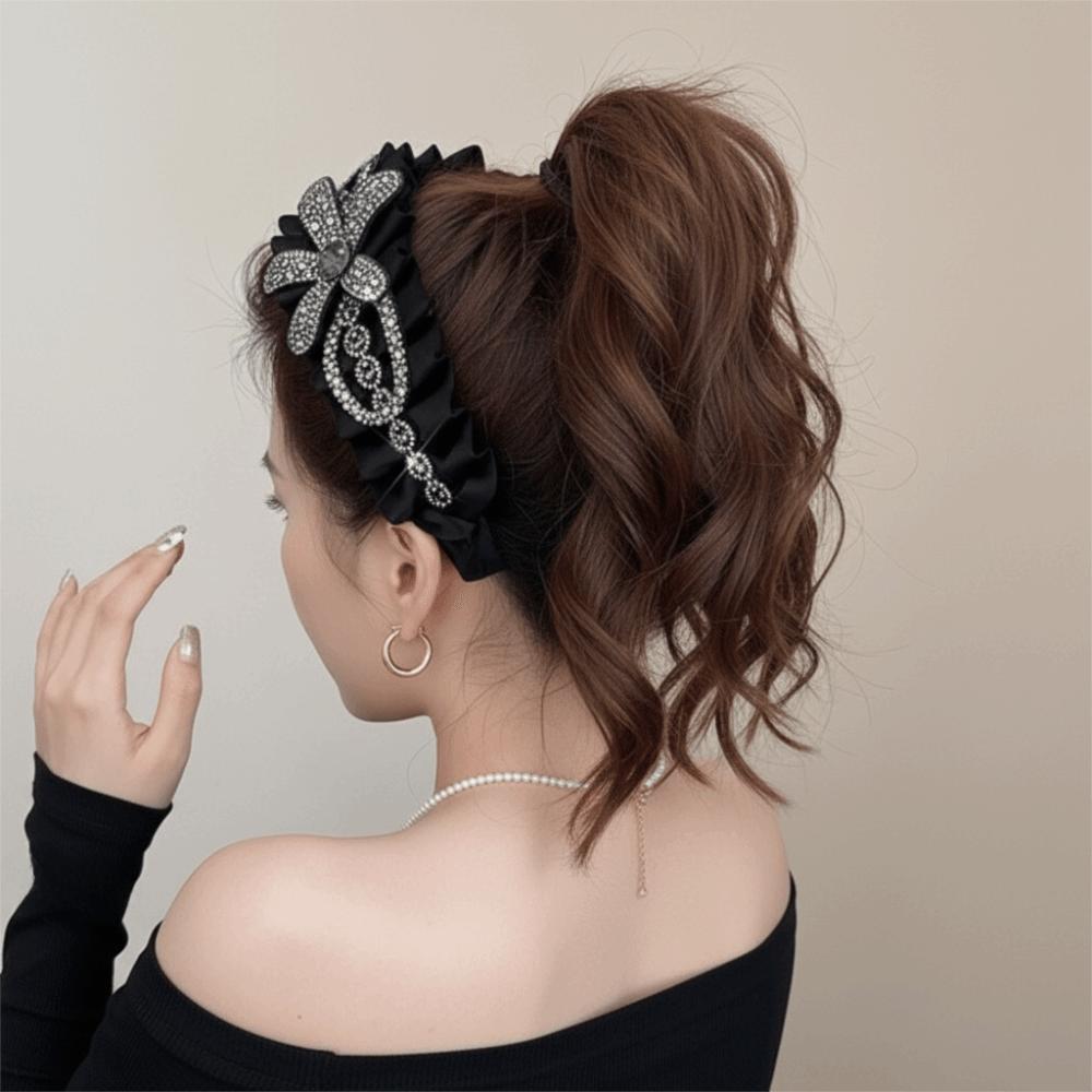 Wide Black Hairband Cloth Wrinkle Headband Simple Women Hair Hoop  Party
