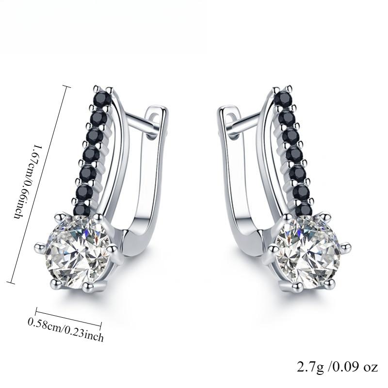 Copper Earrings with Black Cubic Zirconia - Elegant Hoop Design