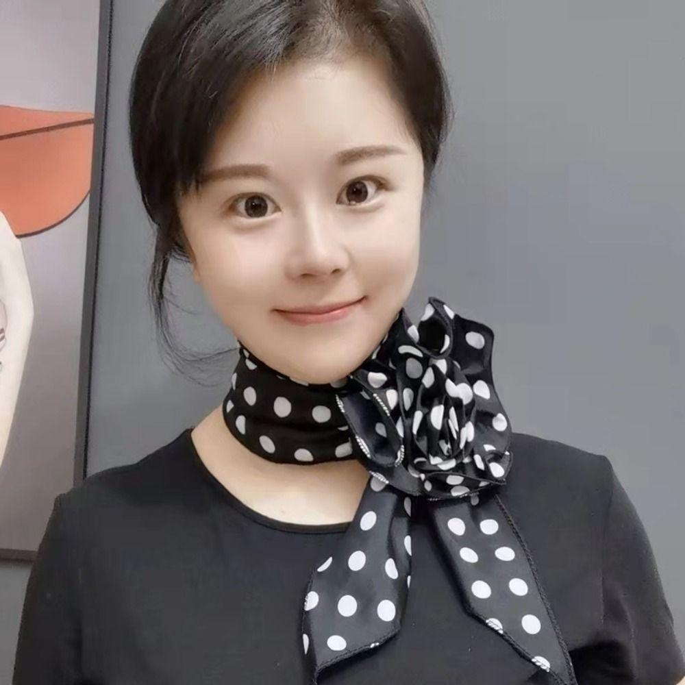 Versatile Chiffon Scarf Flower Neckerchief Sweet Floral Scarf Shawl  Women