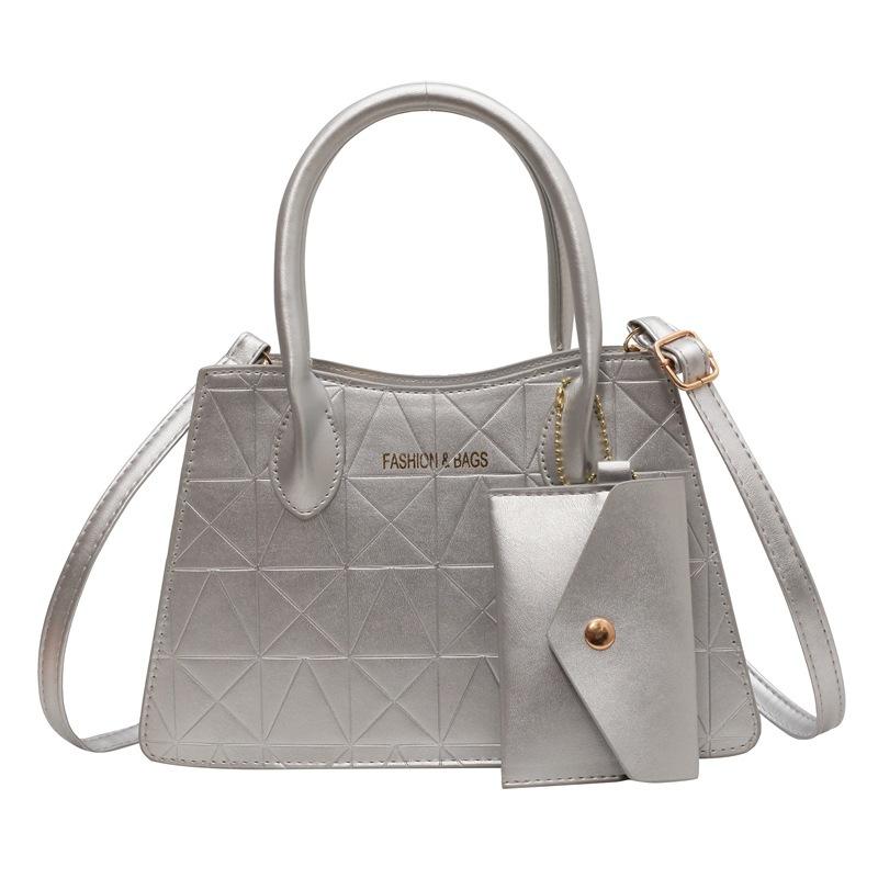 

Женская сумка 2024 года, новая сумка для матери и ребенка, женская сумка из ПУ, большая сумка, комплект из нескольких предметов, сумка через плечо, женская сумка серебряный