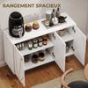 Living Room Sideboard, 2 Three-Door Cupboards, Adjustable Shelf, Metal Legs, White Marble Effect