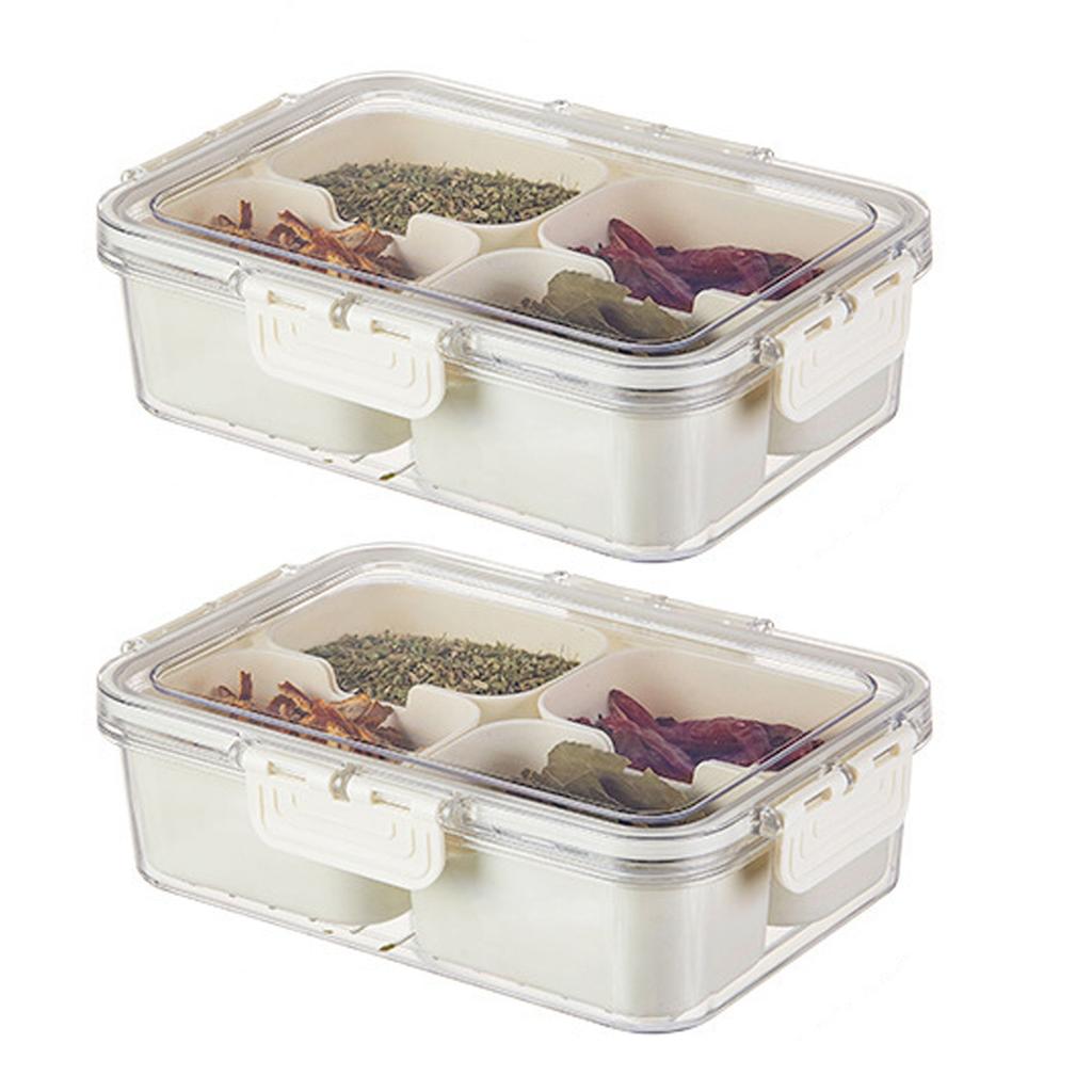 Cutie de depozitare compartimentată Cutie pentru condimente Cutie pentru păstrarea prospețimii pentru frigider