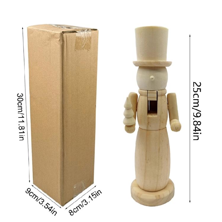 White Wood Nutcrackers Soldier, 25cm Traditional Christmas Decoration, Festival Tabletop Figurine