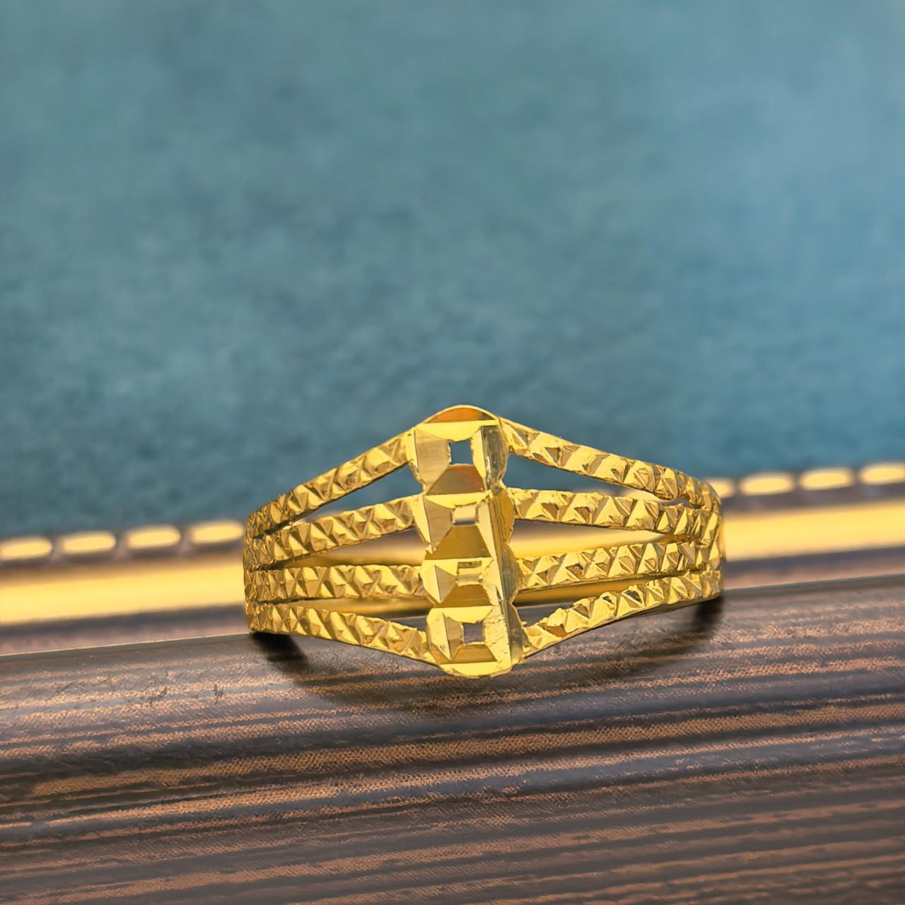 Gilded Brass Four-Line Adjustable Coin Ring for Women - Open Copper Ring, Chinese Style, High-End Design.