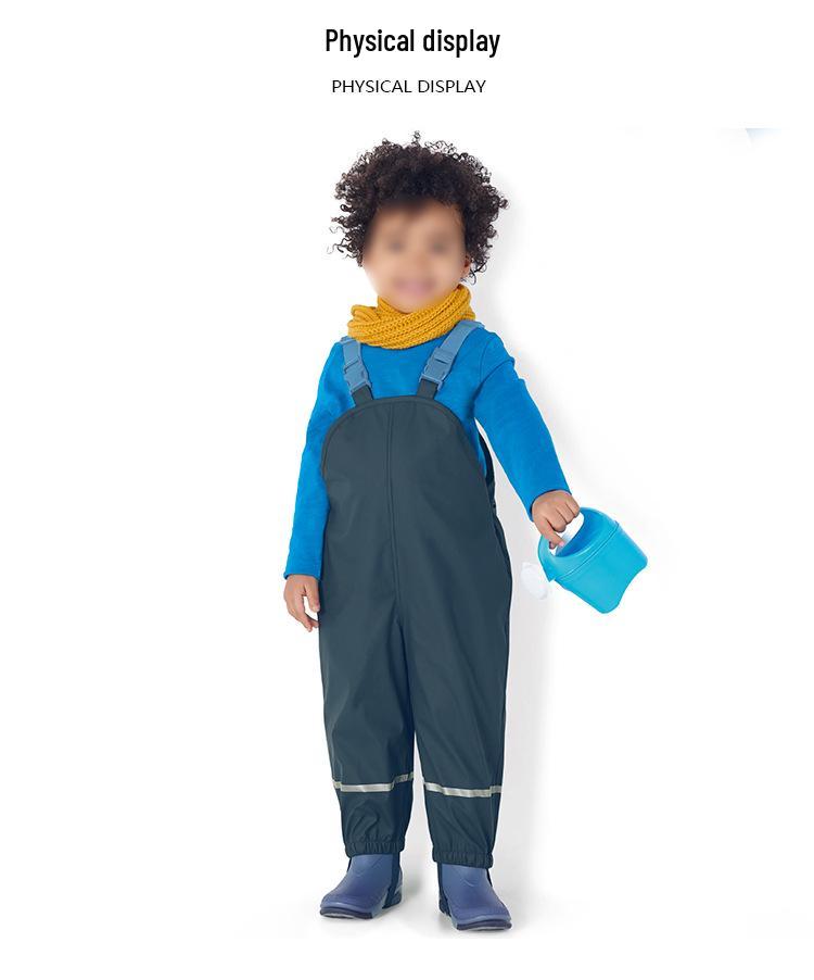 Kids' Fleece-Lined Waterproof Rain Pants – Unisex Bibs for Toddlers and Kindergarteners