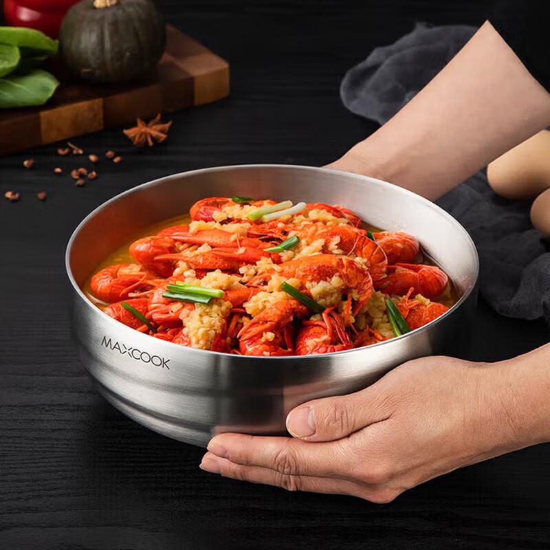 MAXCOOK 304 Stainless Steel 20CM Double-Layer Noodle/Soup Bowl