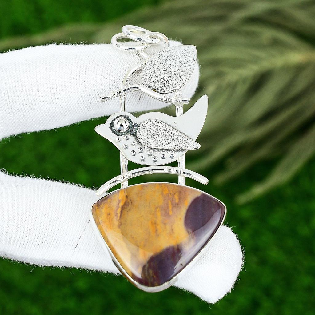 Trillion Natural Mookaite Engagement Artisan Pendant Jewelry 925 Sterling Silver