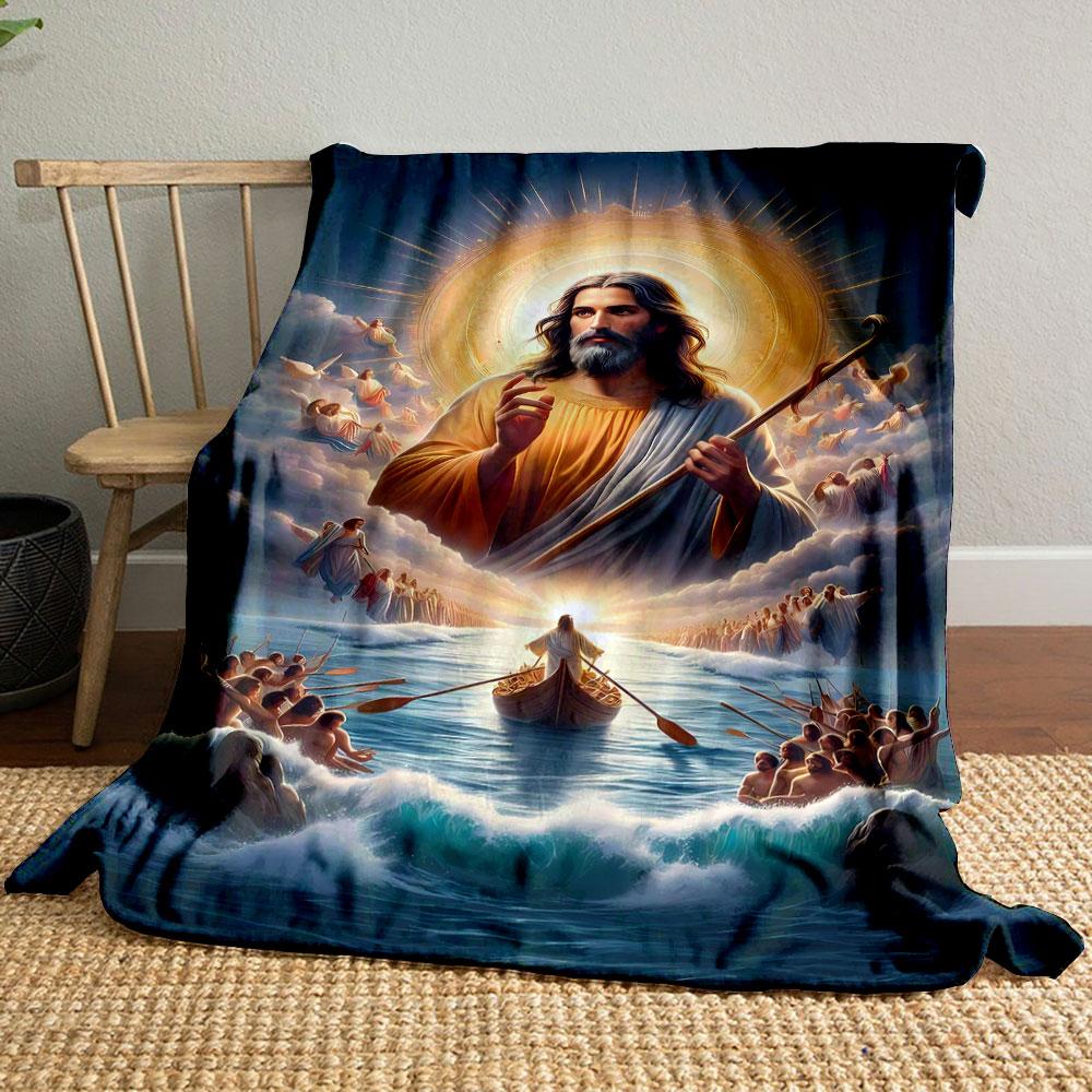 

Jesus Christ Sea Crossing Blanket Printed Blanket for Living Room Bed Couch lunch break Soft Cozy Blanket for Friend s festival Gift 80cm x 120cm