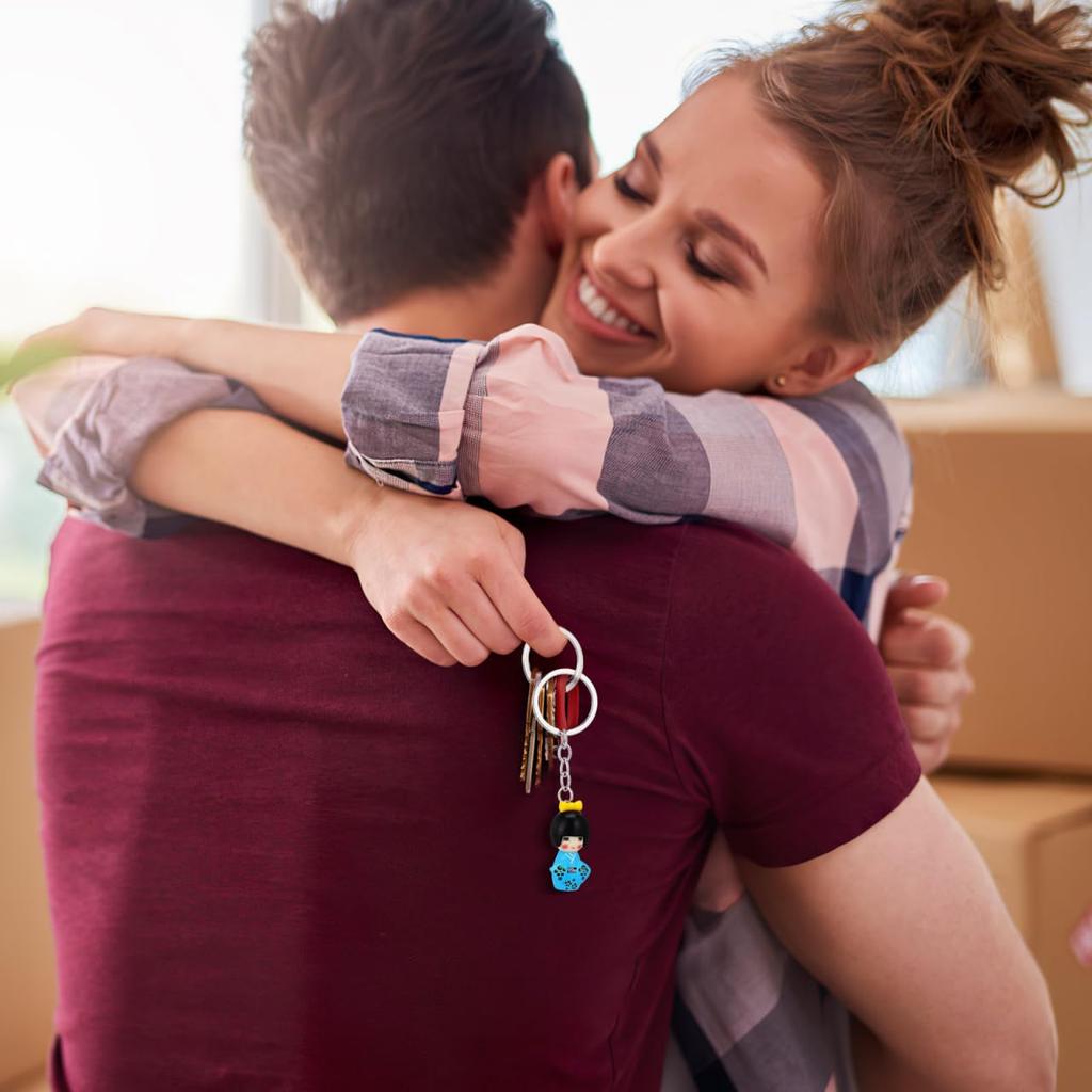 HOLIDYOYO 6-teilige traditionelle Kimono-Puppen Schlüsselanhänger, Niedliche Zinklegierung, Langlebig, Leicht und Kompakt, Perfekt als japanisches Souvenir (Zufällige Farbe)