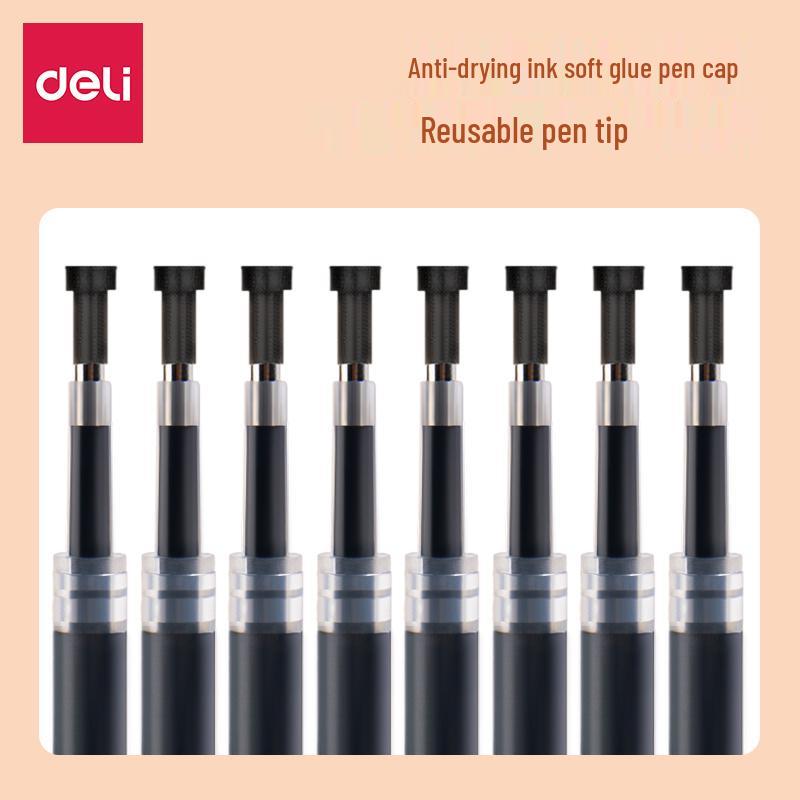 Deli Student Special 0.5mm Black Bullet Tip Refill, Smooth, Large Capacity for Exams & Signing