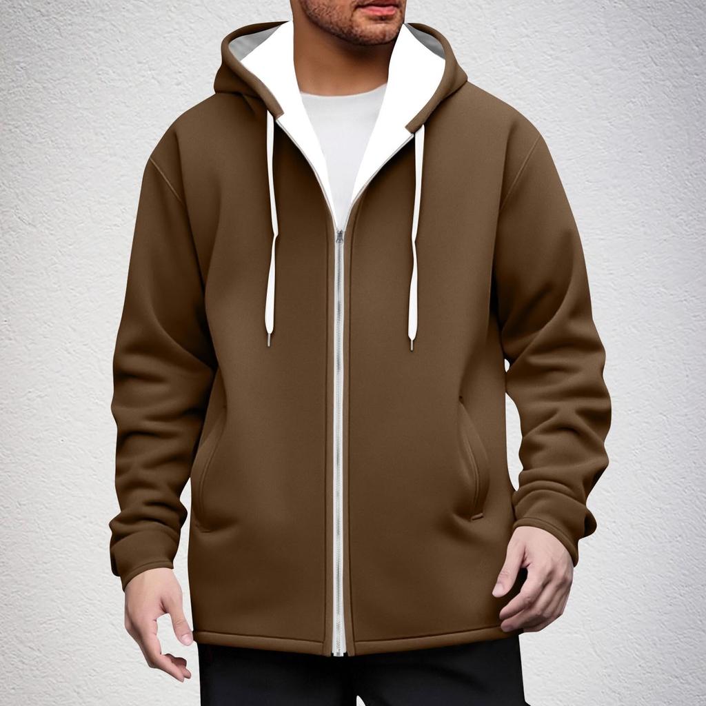 Felpa con cappuccio e zip casual da uomo con tasche