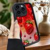 Carcasa de telefon: Plat 2D, potrivit pentru husă protectoare iPhone 18 17 16 15 14 13 Pro, căpșună de pluș, cadou perfect de Crăciun și Halloween