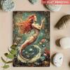 Vintage Redhead Mermaid Metal Tin Sign Retro Wall Art Rustic Hanging Plaque