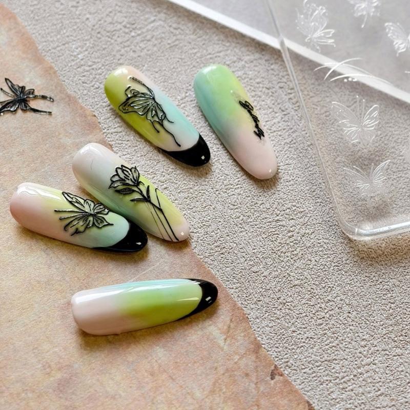 Silicone Nail Art Mold Accessory Mold Nail Decorative Mold Butterfly Shape Silicone Texture for Various Nail Types