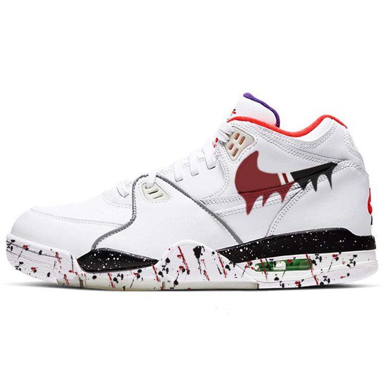 

Nike Air Flight 89 Mid top Vintage Basketball Shoes Men s White Red Black CW2616-101(Team56-) 40.5