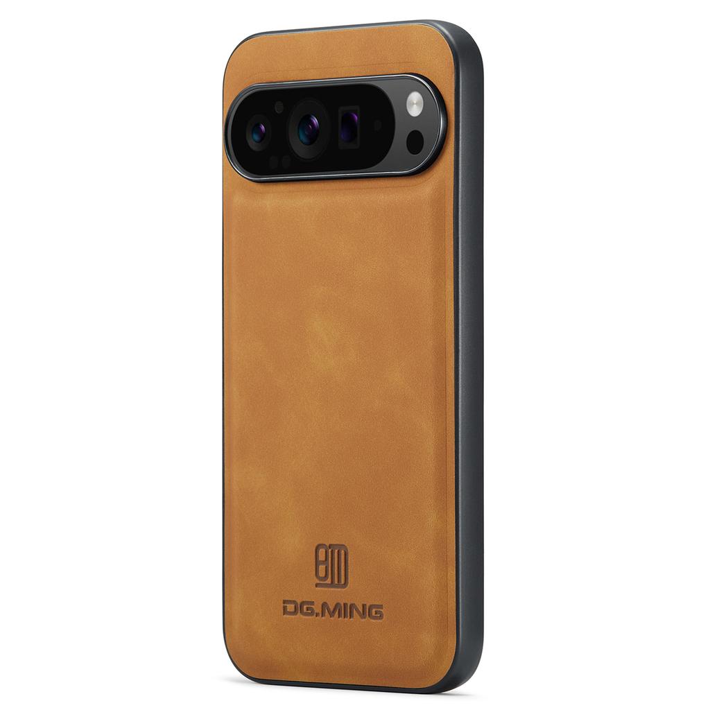 DG.MING For Google Pixel 9 Pro XL Case PU Leather Covered PC+TPU Hybrid Phone Shell