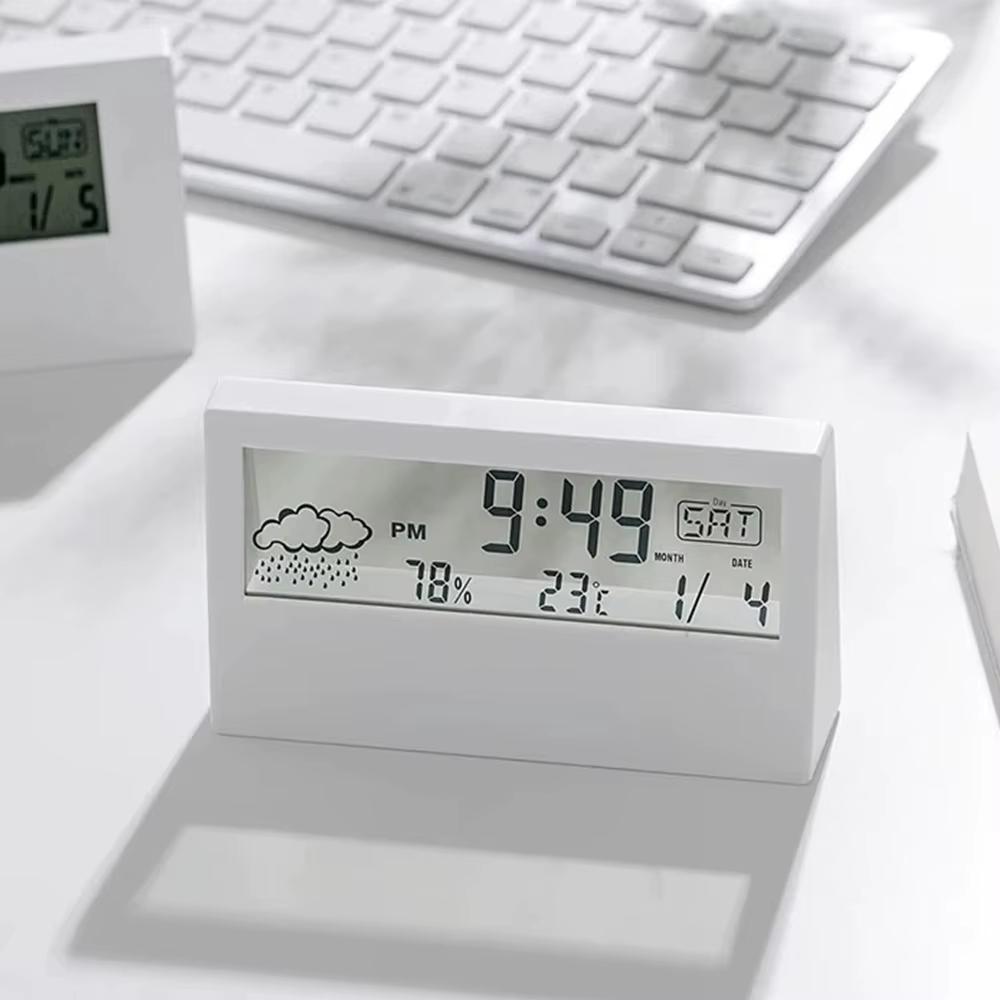 LED Teploměr Thermo-Hygrometr Multifunkční Elektronické Hodiny Měřič Teploty Vlhkosti Meteorologická Stanice pro Domácnost s Budíkem