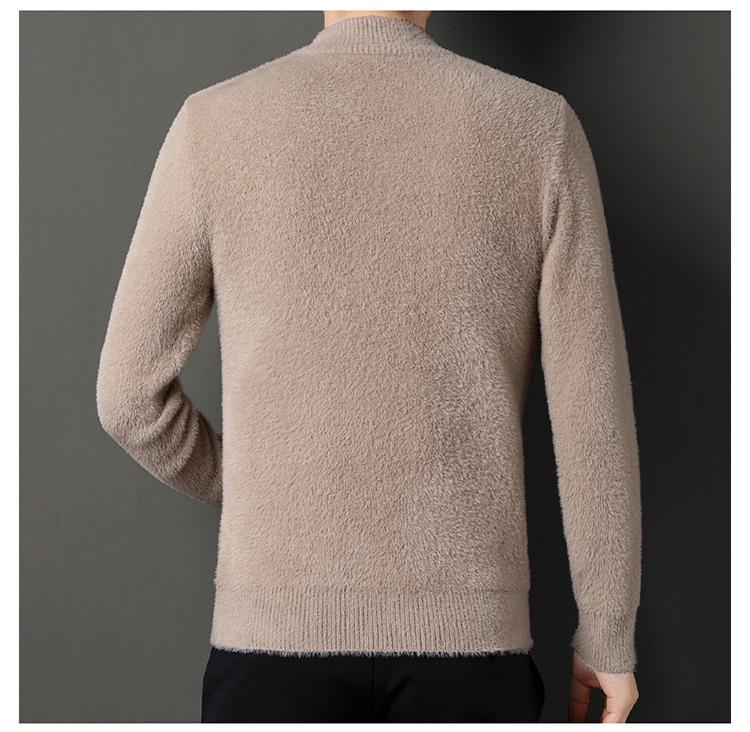 Men's Autumn/Winter V-Neck Imitation Mink Velvet Sweater - Soft, Warm, and Stylish Knitwear